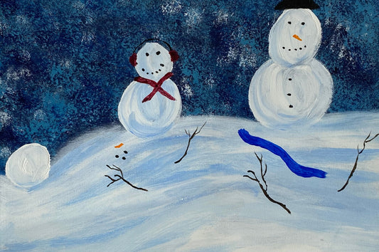 Snowman Decor, Acrylic Artwork, Original Painting