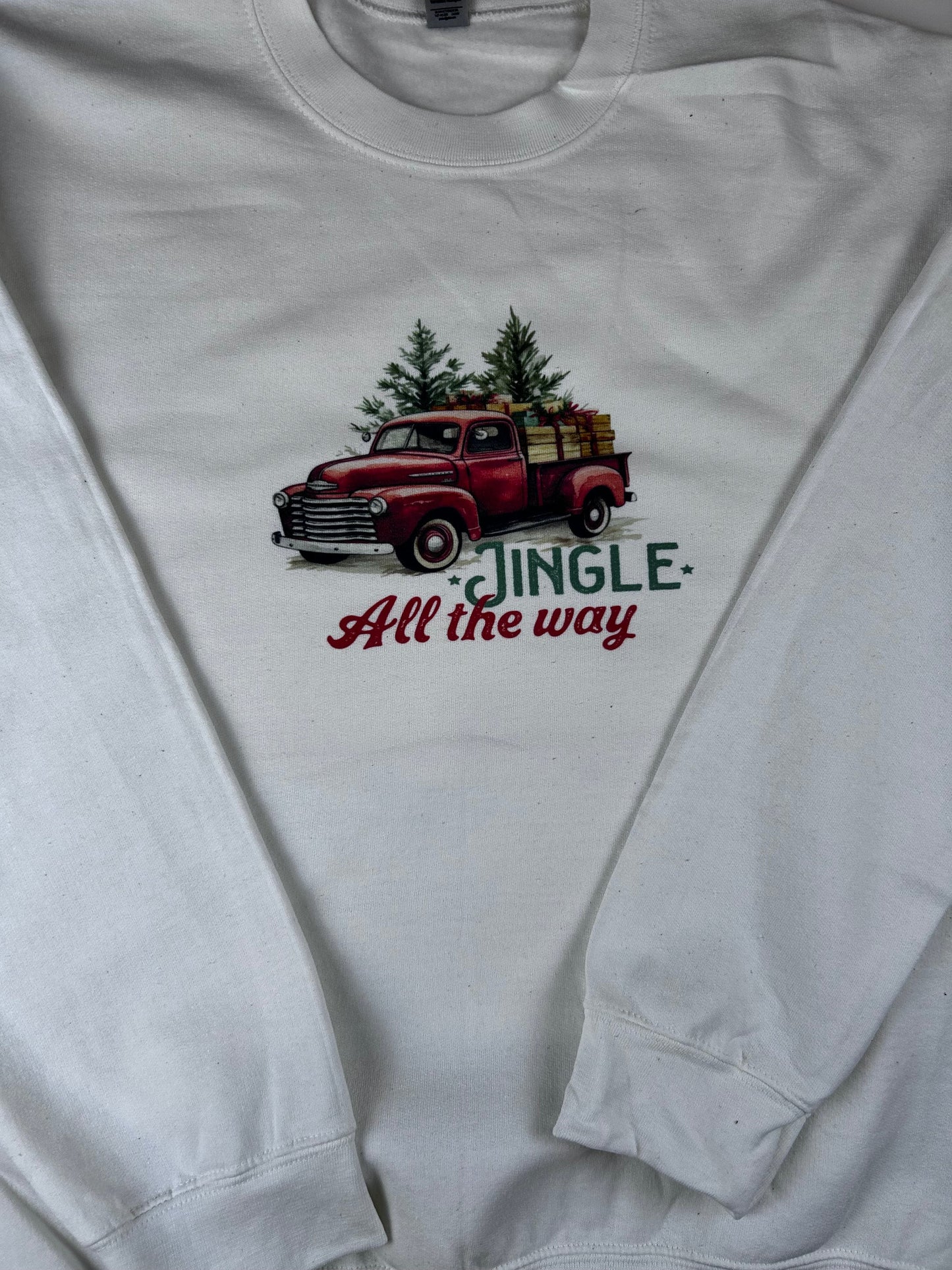 Jingle All The Way Old Vintage Truck Holiday Sweatshirt, Sublimated Christmas Shirt