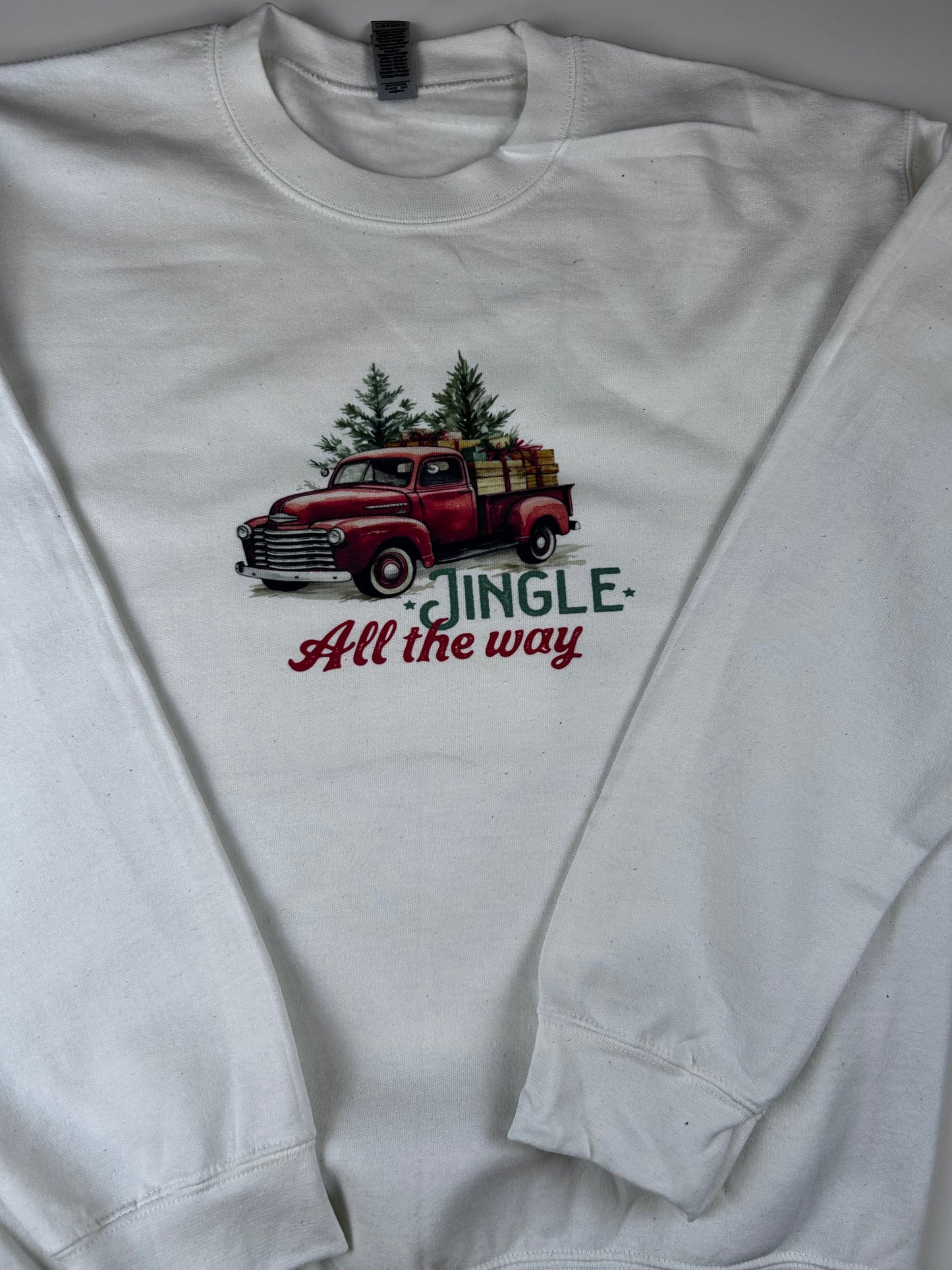 Jingle All The Way Old Vintage Truck Holiday Sweatshirt, Sublimated Christmas Shirt