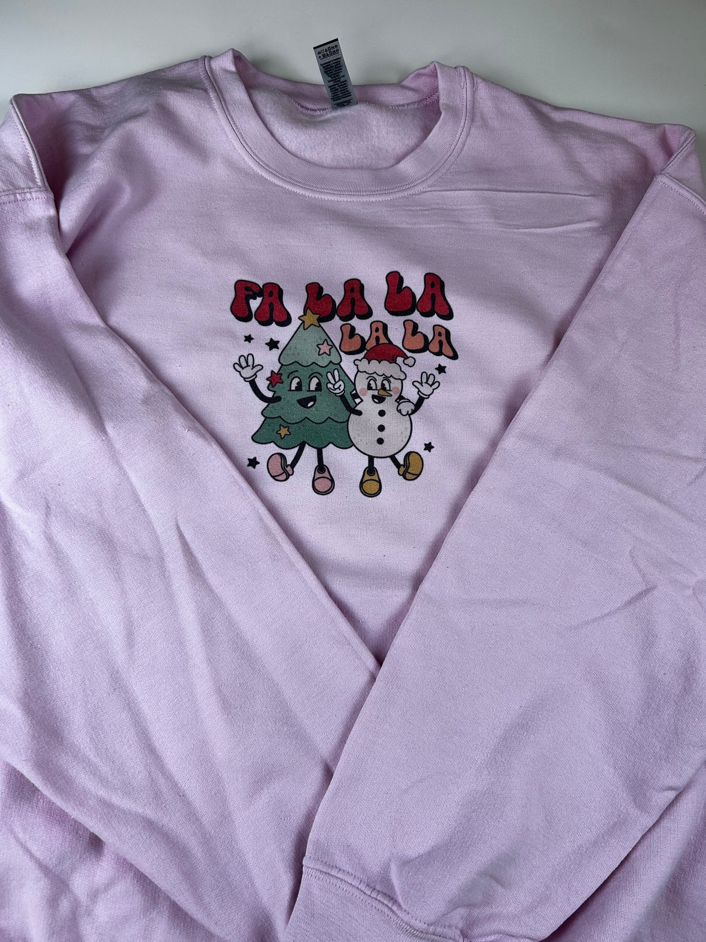 Fa La La La La Christmas Tree and Snowman Holiday Sweatshirt, Sublimated Christmas Shirt