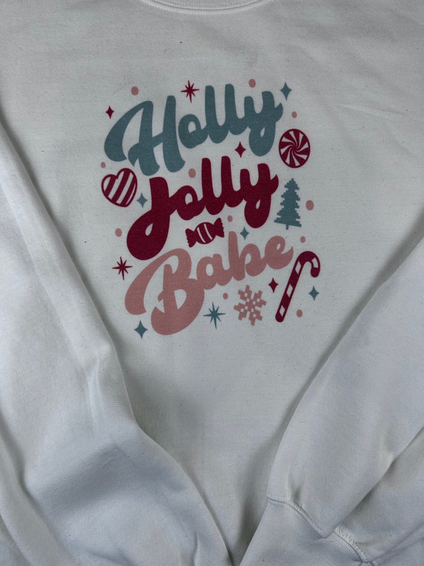 Holly Jolly Babe Holiday Sweatshirt, Sublimated Christmas Shirt- Very Faded B-grade