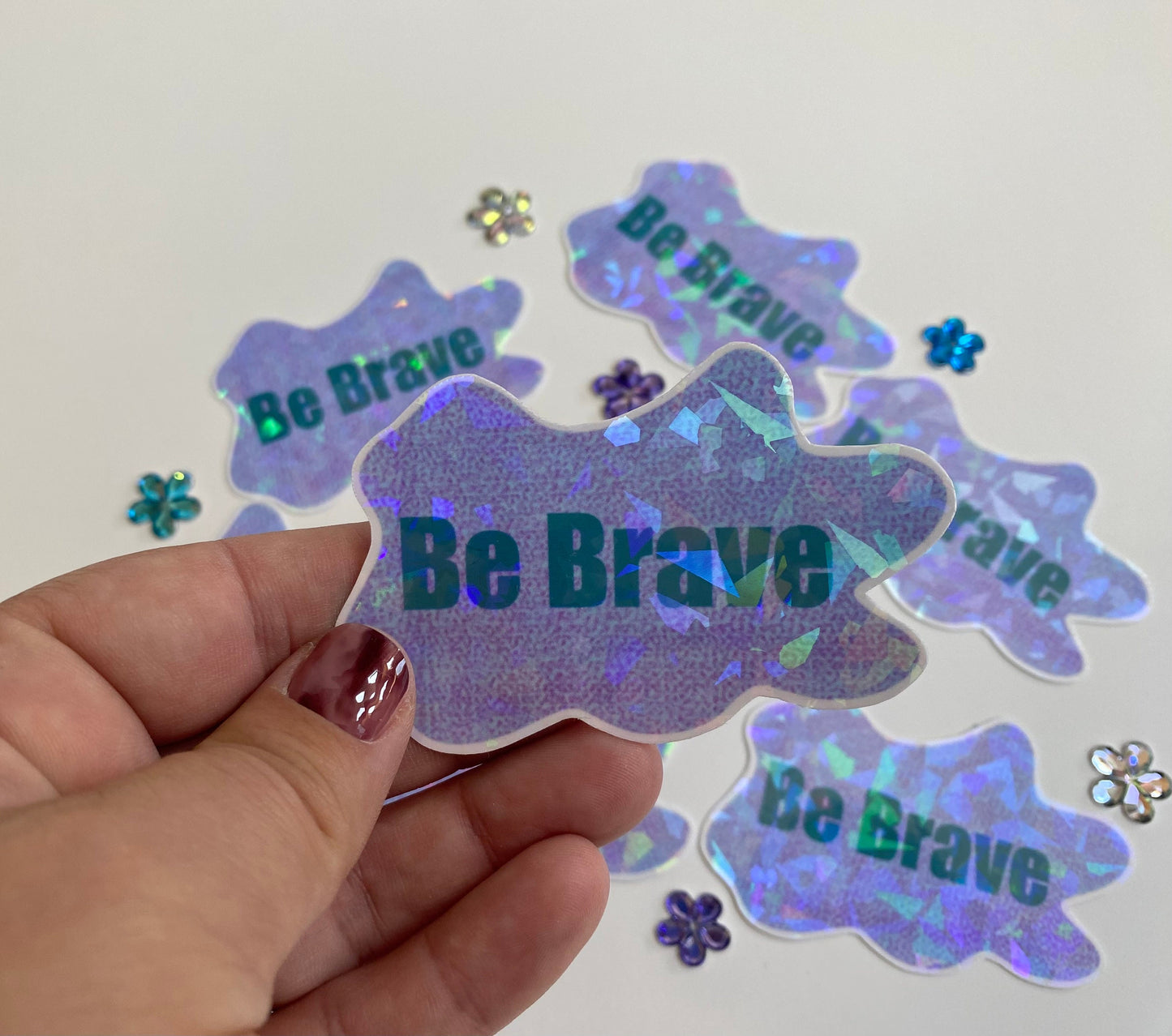 Be Brave Holographic Waterproof Sticker, Use for Planners, Agendas, Water Bottles, Journals, Kindles, Laptops
