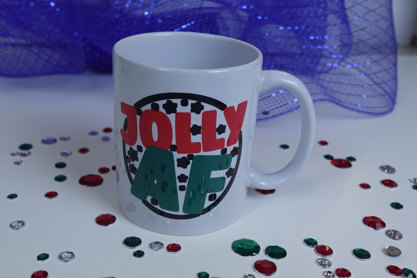 Jolly AF Christmas Holiday Coffee Mug, Sublimated 11 or 15Fluid Oz Cup
