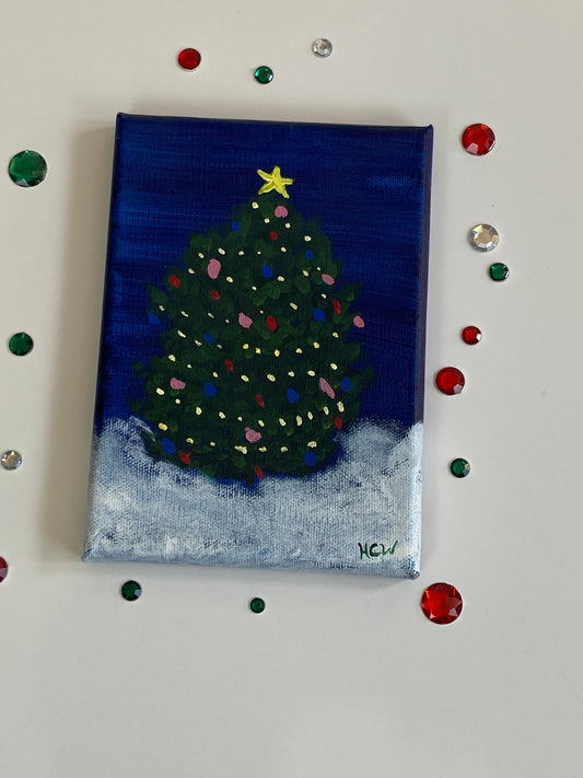 Christmas Tree Small Holiday Acrylic Painting