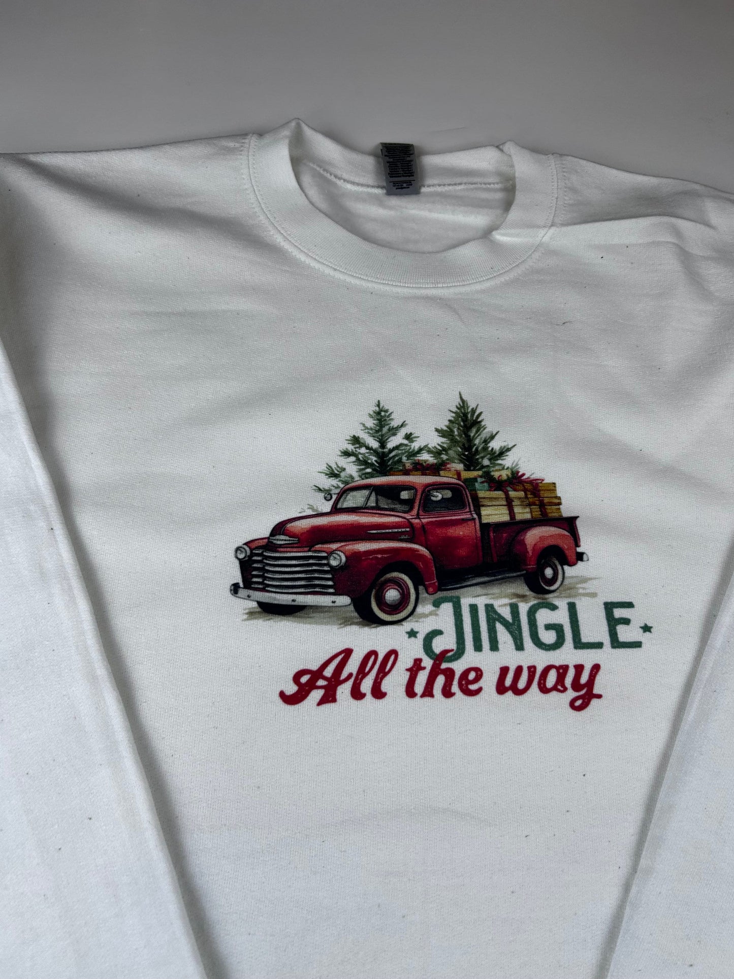 Jingle All The Way Old Vintage Truck Holiday Sweatshirt, Sublimated Christmas Shirt