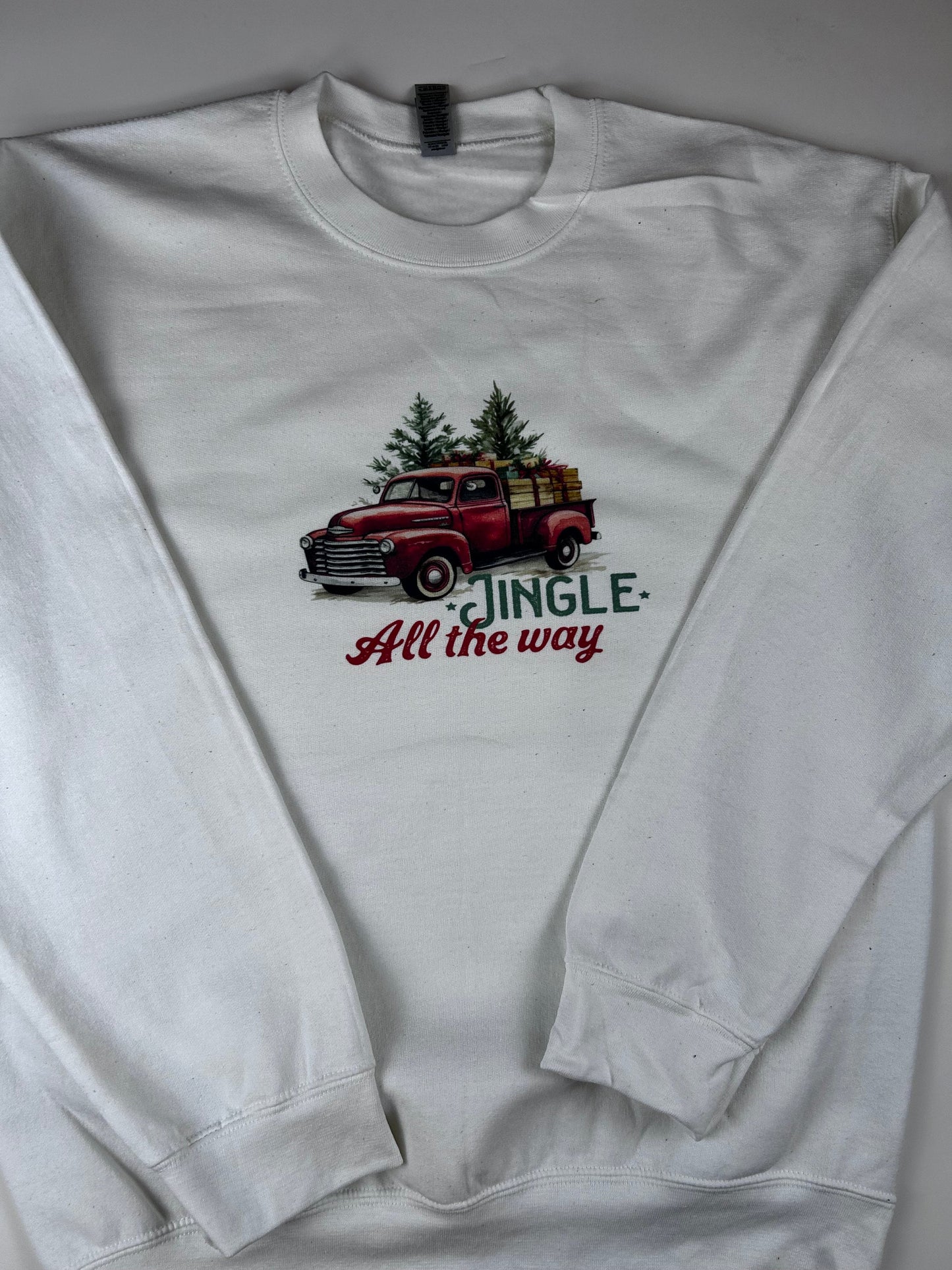 Jingle All The Way Old Vintage Truck Holiday Sweatshirt, Sublimated Christmas Shirt