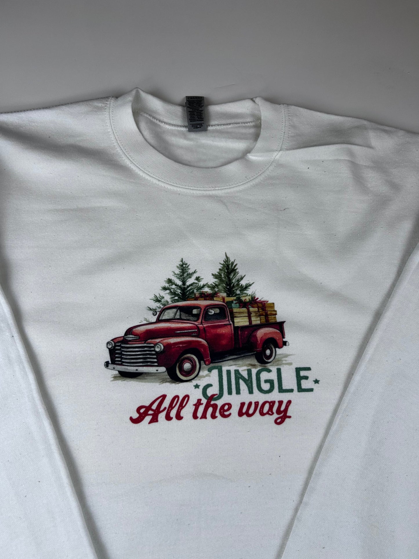 Jingle All The Way Old Vintage Truck Holiday Sweatshirt, Sublimated Christmas Shirt