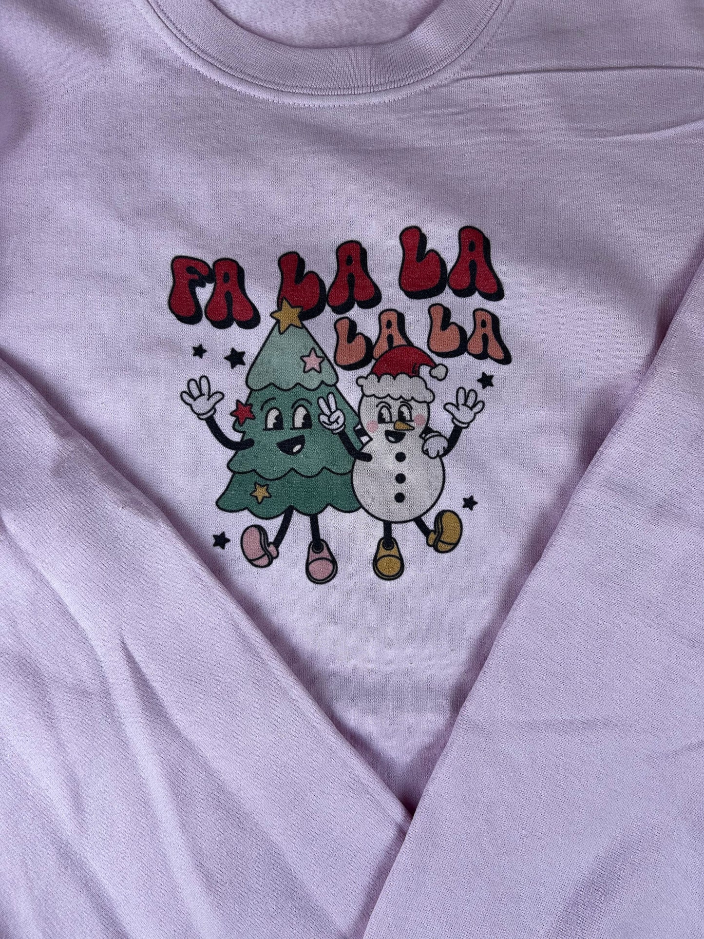 Fa La La La La Christmas Tree and Snowman Holiday Sweatshirt, Sublimated Christmas Shirt