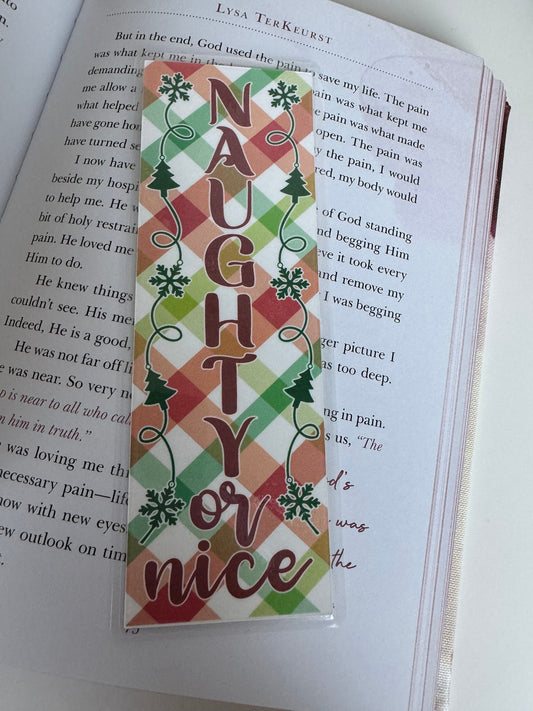 Naughty or Nice Christmas Holiday Laminated Bookmark